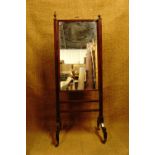 A George III mahogany cheval mirror, 168 cm x 62 cm, (a/f)