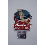 A Butlins car club bumper badge, circa 1950