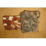 Two uncommonly large antique wooden fabric printing blocks, 66 cm x 41 cm and 60 cm x 45 cm