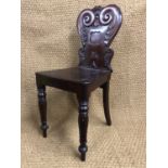 A William IV style mahogany hall chair