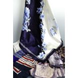 A quantity of both modern and vintage silk scarfs
