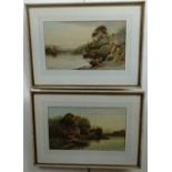 J Humphrey A pair of late 19th / early 20th Century watercolour riverviews, each depicting figures