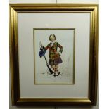A gilt framed print of a 19th Century boy in formal highland attire, 67 cm x 48 cm