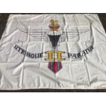 A large hand-painted 2nd Battalion Parachute Regiment banner / flag, ink-on-cotton, late 20th