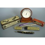 A set of dominoes, circa 1920's, together with a "Hollow Ground" cut throat razor, a boxed