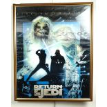 A special edition "Star Wars: Return of the Jedi" movie poster framed under glass, 80 x 65 cm