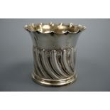 An Edwardian silver vase, of flared cylindrical form, decorated with gadrooning, Goldsmith's and