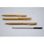 Waterman gold plated fountain pen, ball point pen and propelling pencil set