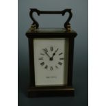 A Mappin & Webb carriage clock, 11.5 cm excluding handle