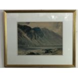 Henry R Wilkinson (1884 - 1975) "Wastwater Screes", watercolour, inscribed back board, in card mount