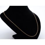 A yellow metal rope link neck chain, 57 cm, 8.2 g