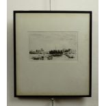 Hugh Harmwood Banner (1865-1941) "The Eden, Carlisle", dry-point etching, signed and entitled in