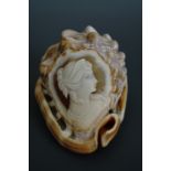 An Italian cameo engraved conch shell, 10 cm