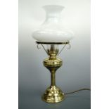 A brass oil lamp converted to electricity, 50 cm