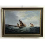 A 19th Century dynamic study of fishing boats on turbulent seas, off a coastline with a conical