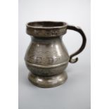 A 19th century Scottish pewter baluster measure bearing engraved initials, 8 cm