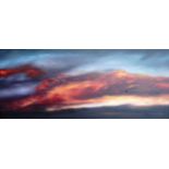 Jonathan Shaw (contemporary) A large and dramatic panoramic dusk / dawn horizon, the blue sky