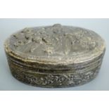 A Falcon embossed leather box jewellery box, 13 x 9 cm