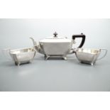 An James Dixon & Sons Art Deco style electroplate three piece tea set