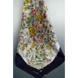 A Pierre Cardin floral design silk scarf, 85 x 85 cm