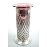 A contemporary cylindrical studio glass vase, engraved and impressed marks "A M ", 18 cm