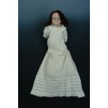 A Victorian poured wax head doll, 46 cm