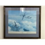 After Robert Taylor RAF Hurricane in flight, bearing Bob Stanford Tuck's signature, framed and