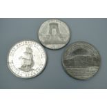 An 1830 Stockton suspension bridge commemorative medallion together with two 1831 "New Channel to