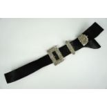 A Victorian Scottish boy's white metal mounted leather shoulder belt / sword baldrick