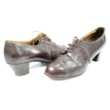 A pair of 1930s lady's brown leather shoes