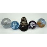 Five Caithness paperweights including 'Nova'