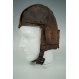 A Great War Royal Flying Corps leather flying helmet