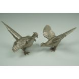 A pair of electroplate pheasants, longest 22 cm