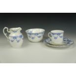 A Victorian blue and white transfer printed tea set