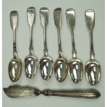 A set of six Victorian fiddle pattern tea spoons, H J Lias & Son (Henry John Lias & Henry John