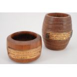 A match pot and napkin ring turned from teak salvaged from HMS Iron Duke