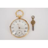A Victorian 18 ct gold cased open-faced pocket watch, having an un-signed lever movement and