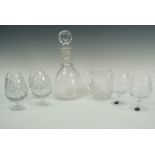 Two Stuart Crystal and four other cut glass brandy balloons, an Edinburgh Crystal tankard and a