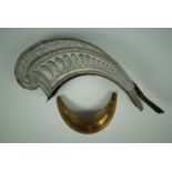 A 20th Century French gorget bearing a Napoleonic bee device together with a cavalry helmet comb