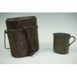 A set of Great War German army mess tins together with a 1917 dated enamelled drinking cup