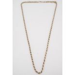 A 9 ct gold rope link necklace, 52 cm, 11.4 g