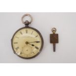 A Victorian silver lever pocket watch by Edwin Flinn of Allesley Road, London, 50 mm, (running,