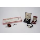 A quantity of vintage costume jewellery and a watch