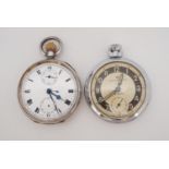 A 1920s Swiss silver-cased pocket and stop watch, (movement un-signed, a/f), together with an