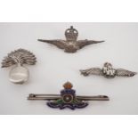 RAF and other white metal sweetheart brooches, (three stamped "silver" or "Sterling")