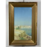A pair of 1920s lithographic Nile views in gilt frames, 58 x 37 cm