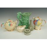 A Sylvac jug, Sadler teaware, and two items of Wedgwood green jasper ware