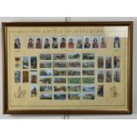 Framed the "Battle of Waterloo" cigarette cards, 68 x 48 cm