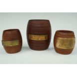 Two match pots turned from wood of HMS Iron Duke, together with one other from HMS Ganges