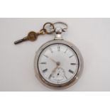 A Victorian silver pair cased verge pocket watch, the movement not named, 5 cm excluding stem and